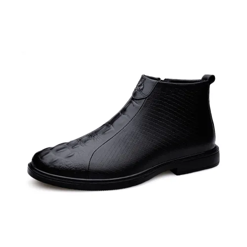 AUSFAMDS Men's Casual Shoes Men Mid Top Black/Brown