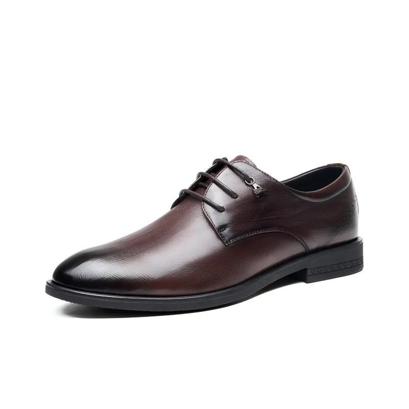 AOKANG Dress Shoes Men Low Top Black, Dark Brown-5
