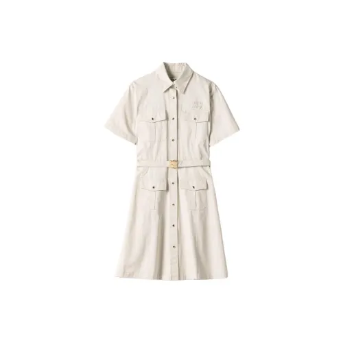 MIU MIU Short-Sleeved Dresses Women's Lime Gray Stone