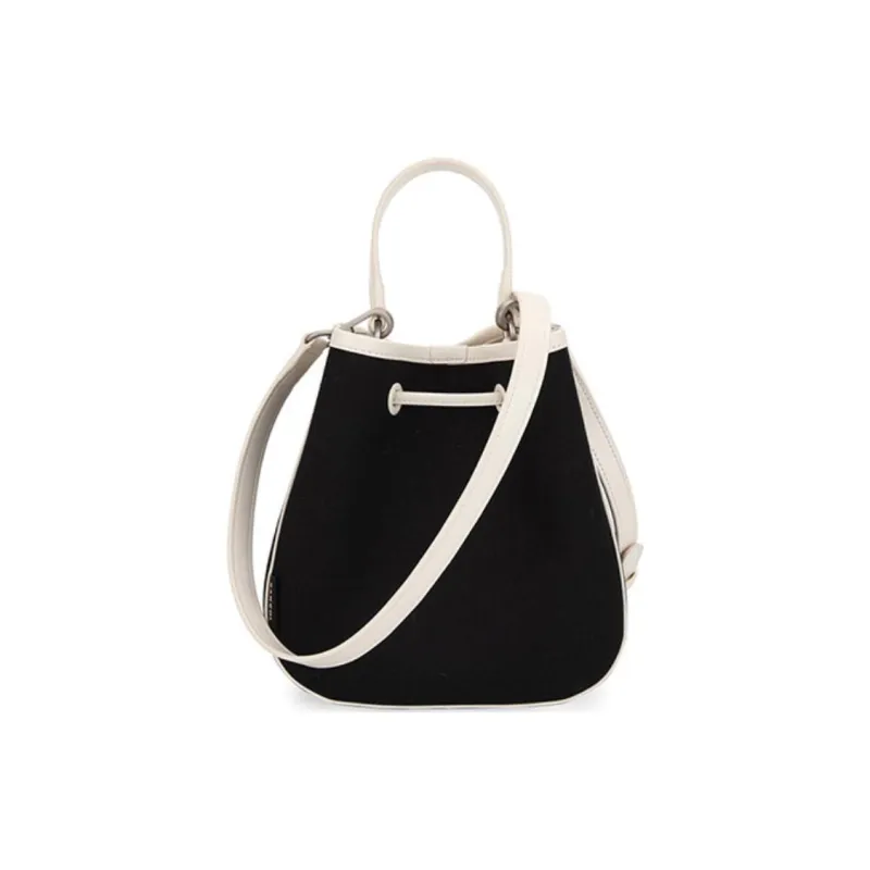 KANGOL Canvas With Leather Bucket Bag Canvas Bag Shoulder Bag Crossbody Bag Handbag Regular Unisex Black-2
