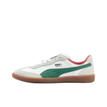 PUMA Liga OG Retro Slip Resistant, Abrasion Resistant, Lightweight Low Top Casual Shoes Unisex White Green
