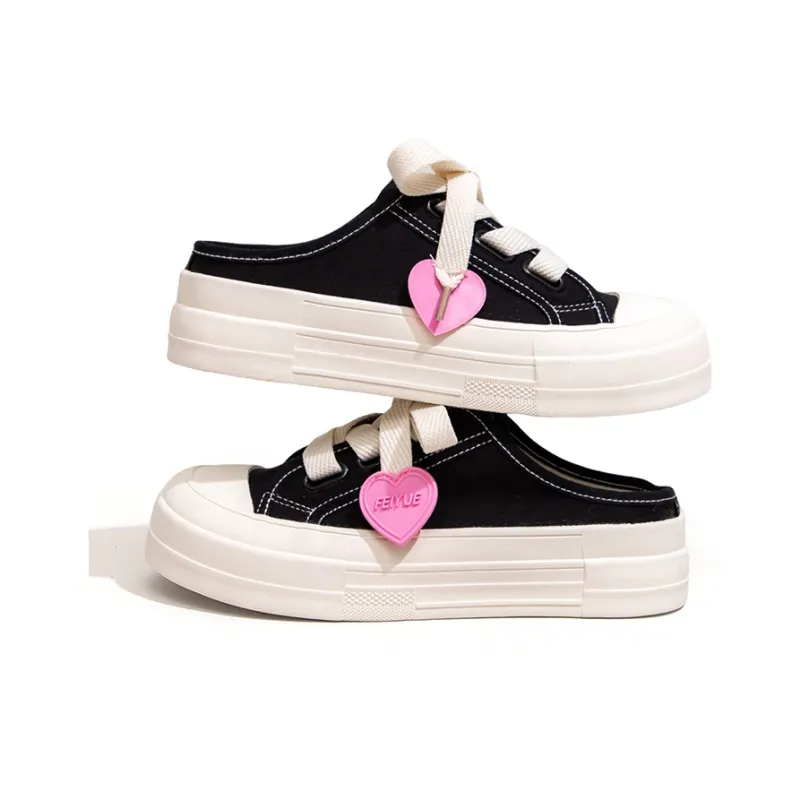Feiyue Rubber Sole Abrasion Resistant Slip Resistant Closed Toe Slippers Women's Black-2