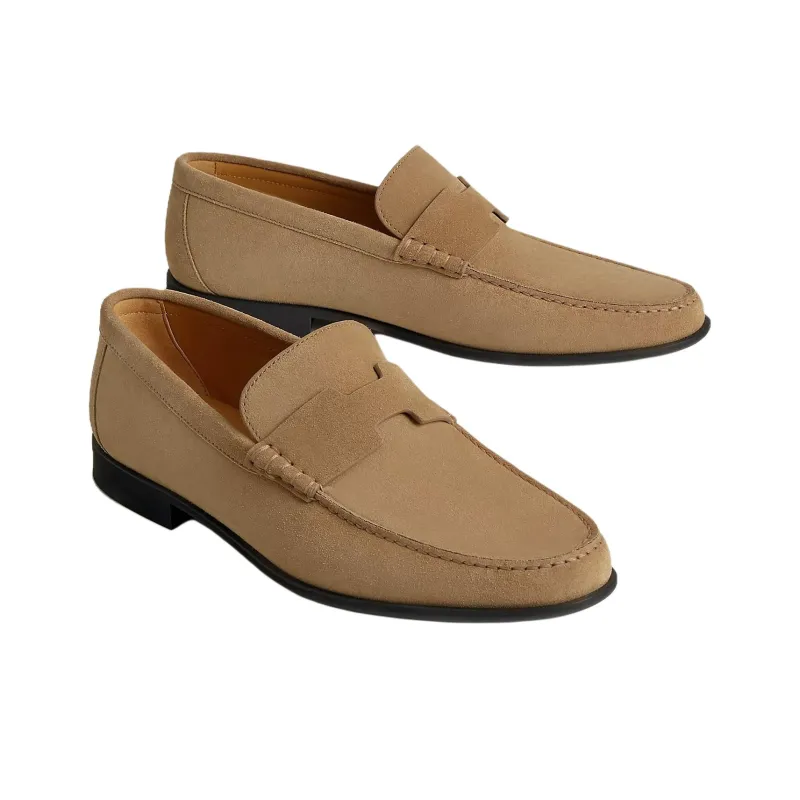 HERMES Duke Loafers Men's Light Brown-4