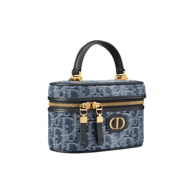 DIOR 30 Montaigne Oblique Jacquard Handbag Shoulder Bag Crossbody Bag Mini Women's Blue-2