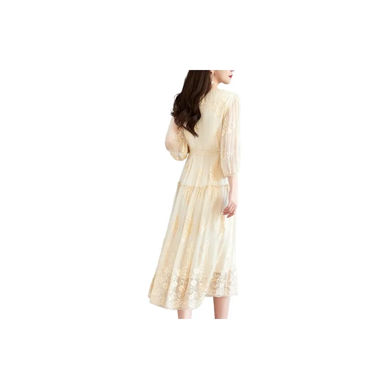To The West Long Sleeved Dresses Women's Apricot-1