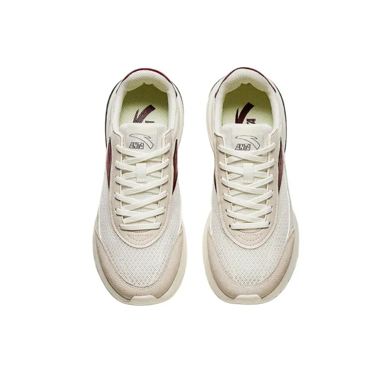 Anta Cushioning Slip Resistant Low Top Casual Shoes Women's White Red-2