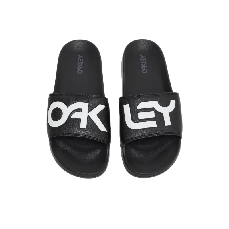 Oakley Slip Resistant Slide Slippers Men's Black White-4