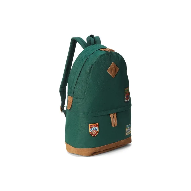 Polo Ralph Lauren Fabric Cow Leather Patchwork Backpack Men's Forest Green-1