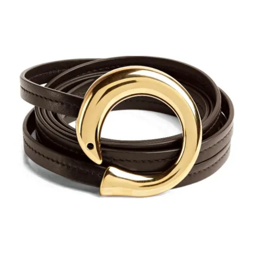 Bottega Veneta Sand Eel Styling Buckle Leather Belts Women's Dark Umber Width 2CM