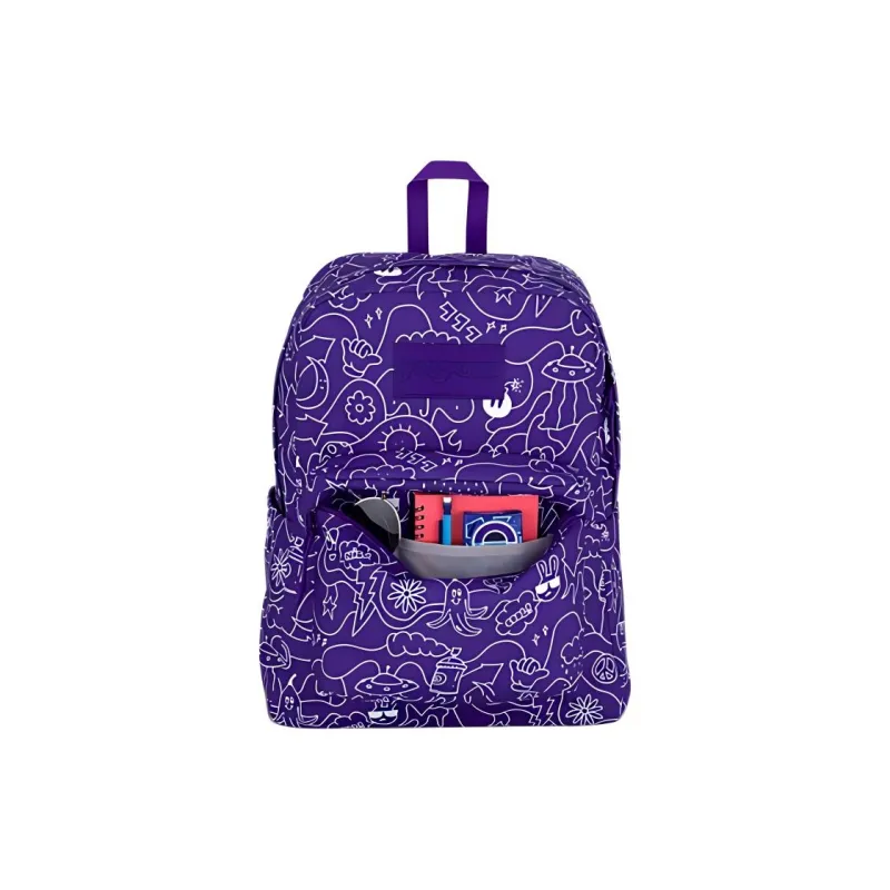 JanSport Recycled Polyester Backpack Unisex Graffiti Purple-3