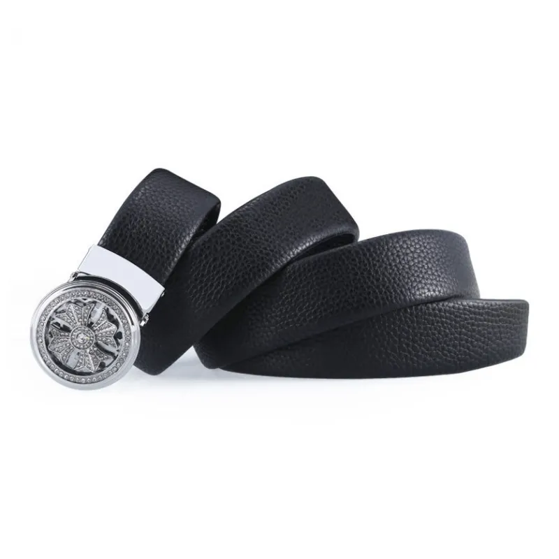 JONNY MOORE Time Luck Automatic Buckle Casual Business Cow Leather Leather Belts Men's 3.5cm-3