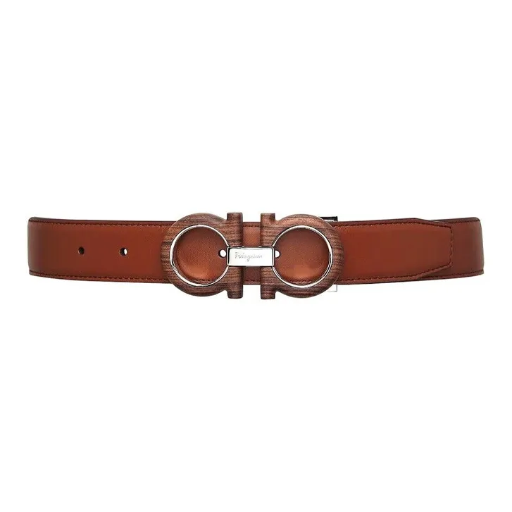 FERRAGAMO Double Sided Design, Smooth Buckle Leather Belts Women's Brown/Black-1