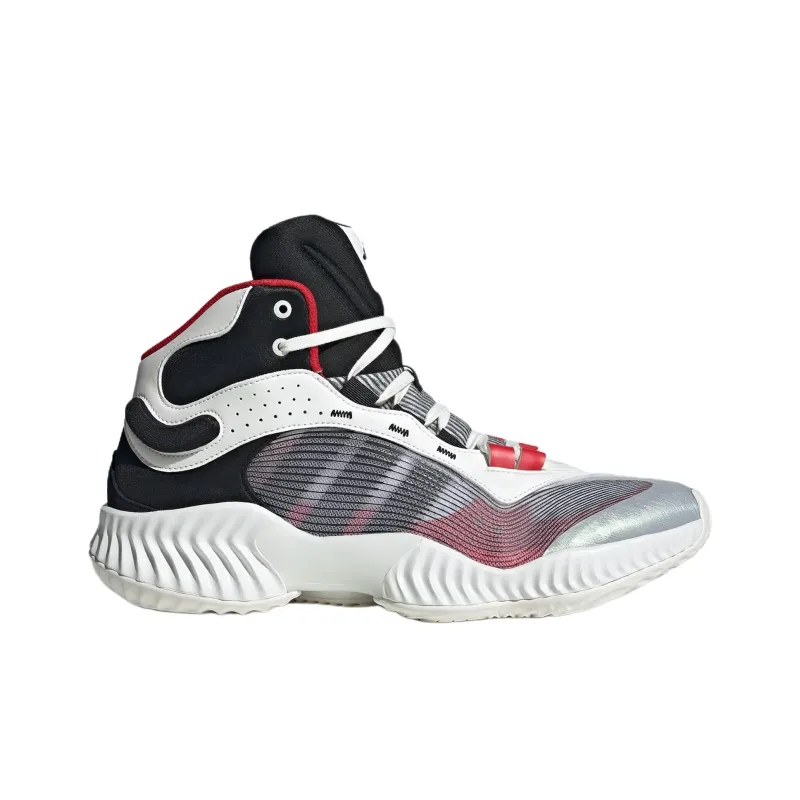 Adidas Cushioning Wear Resistant Mid Top Basketball Shoes Unisex White Red-1