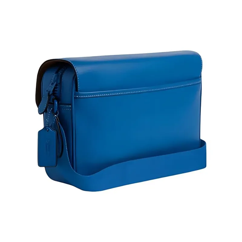 COACH Track Cow Leather Messenger Bag Shoulder Bag Crossbody Bag Large Size Men's Bright Blue-1