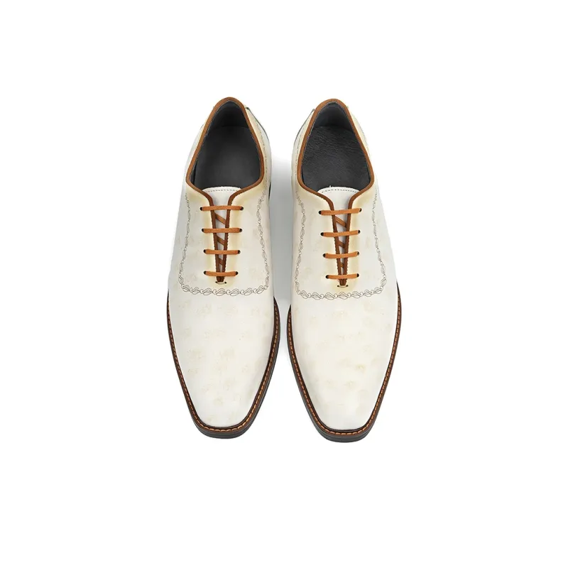 ASTON M.JAZZ Dress Shoes Men Low Top White/Brown-5