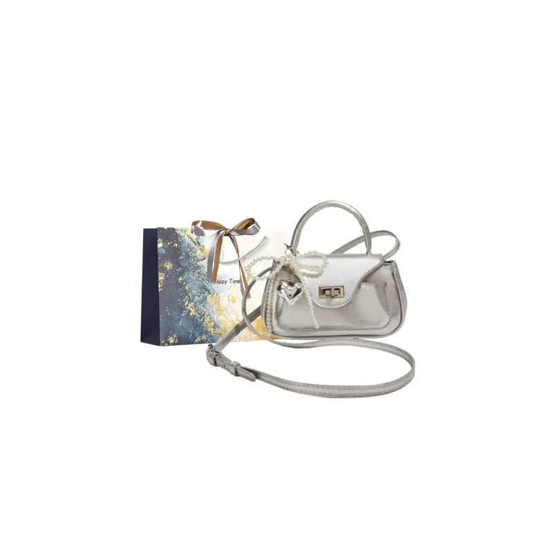 Iman's House Pu Shoulder Bag Crossbody Bag Small Size Silver/Cherry Red/Ecru/Black-0