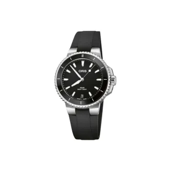 Oris Automatic Mechanical Movement Unisex Watch 36.5mm Black Dial Stainless Steel Watch Case Rubber Strap