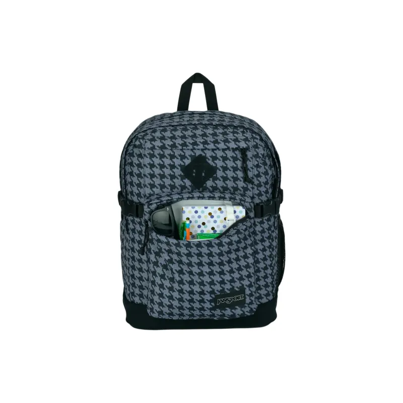 JanSport Polyester Backpack Unisex Houndstooth Black/White-1