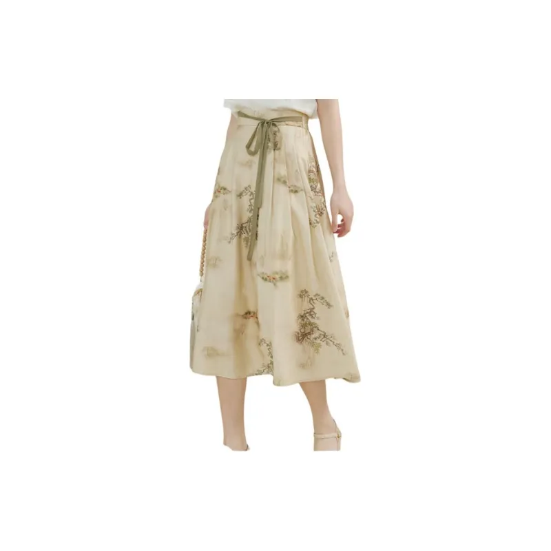 ZIHAN Casual Long Skirt Women's Khaki-4