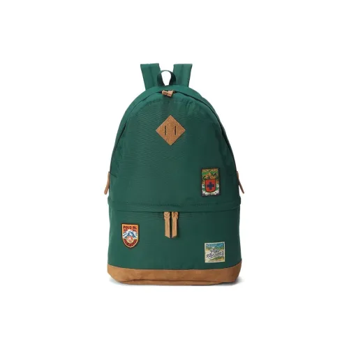 Polo Ralph Lauren Fabric Cow Leather Patchwork Backpack Men's Forest Green