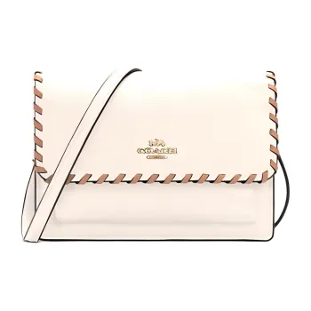 COACH Foldover Cow Leather Fanny Pack Sling Bag Women's White