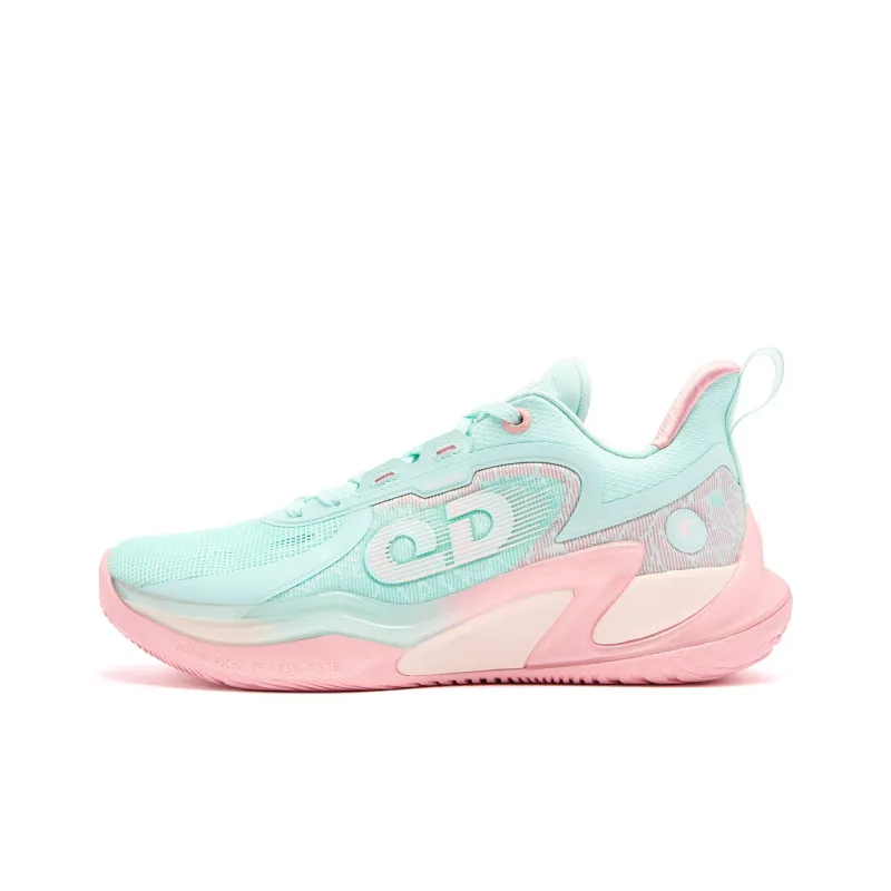 QIAODAN Cushioning Anti-Slip And Wear-Resistant Low-Top Basketball Shoes Men's Rippled Color Peach Pink-0