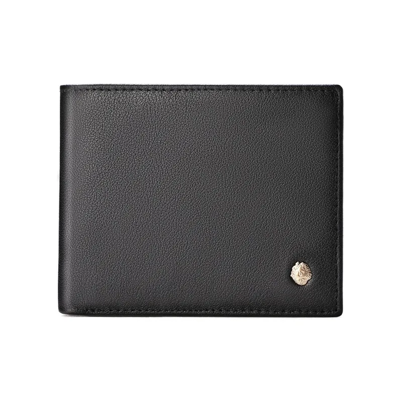 Old Man's Head Top Grain Cow Leather Cropped Wallet Men's Black-0