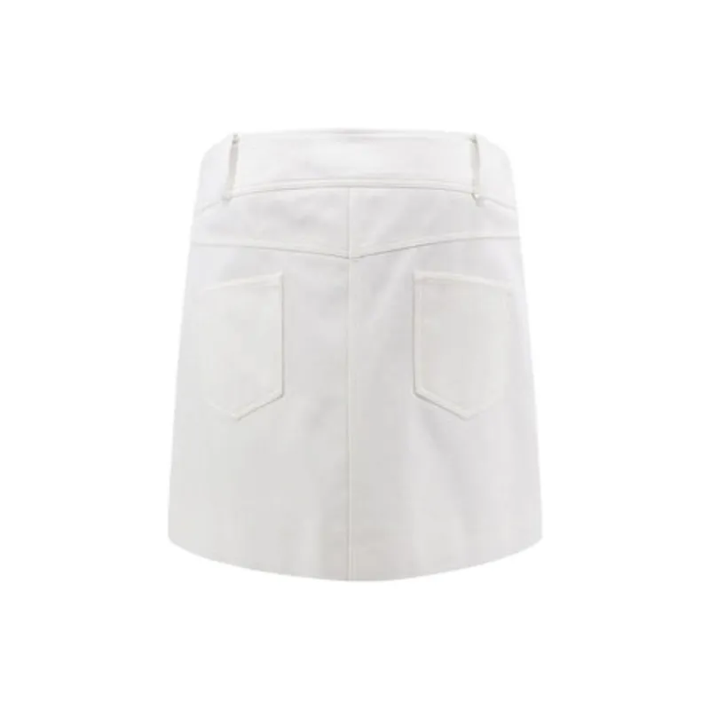 CELINE Trapeze Cotton Twill Mini Skirt Off White-1