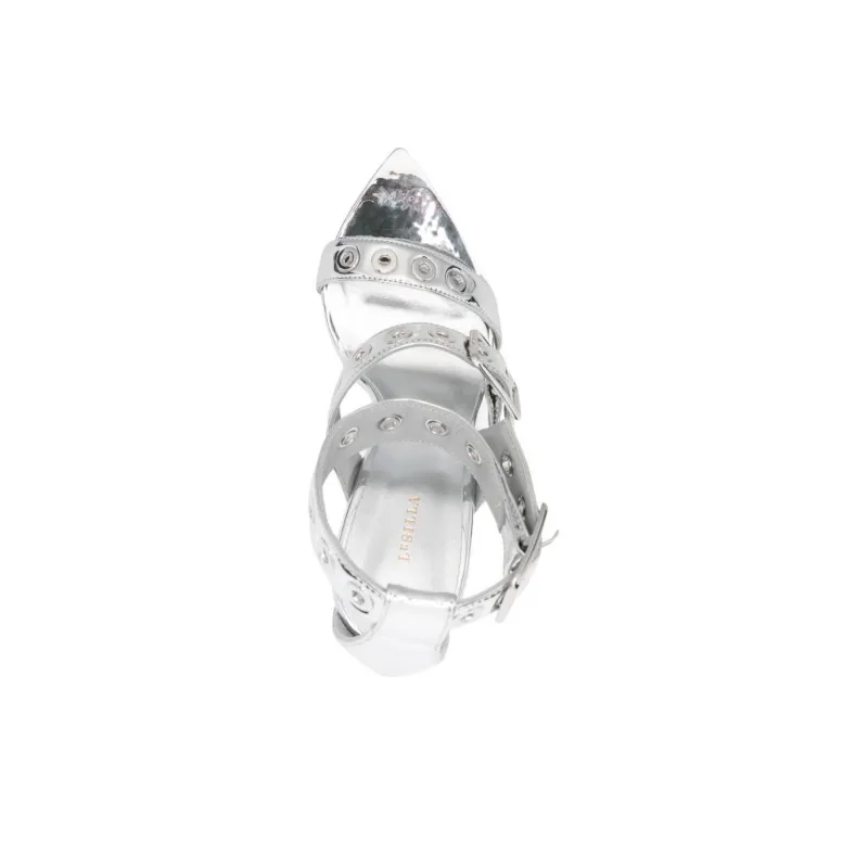 Le Silla Strap Sandals 11.5cm Women's Silver-4
