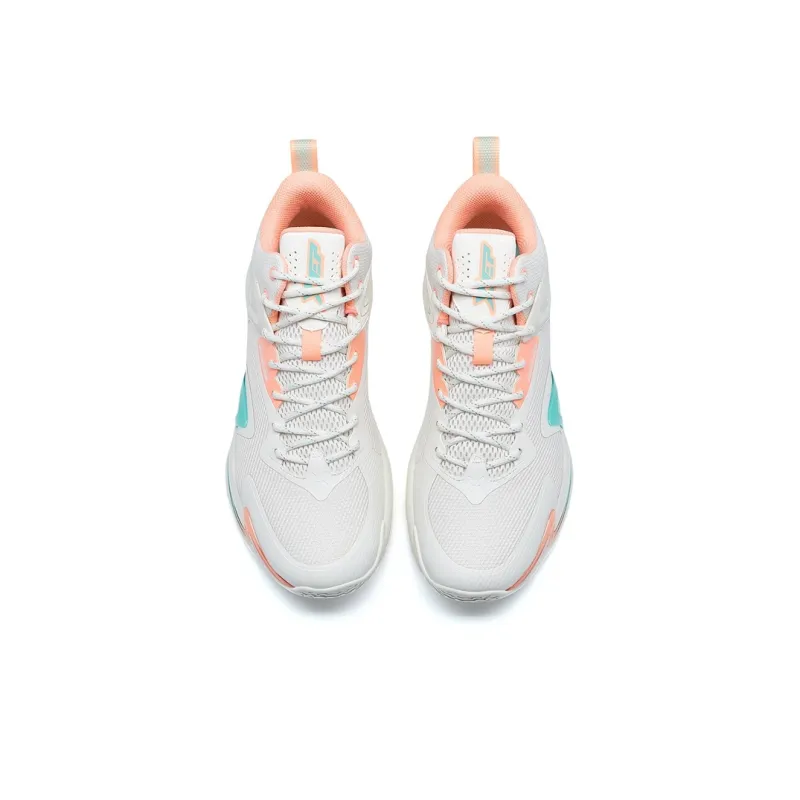 XTEP Small War 1 V2 Wear Resistant Slip Resistant Low Top Basketball Shoes Men's Sail White/Fluorescent Orange Pink-3