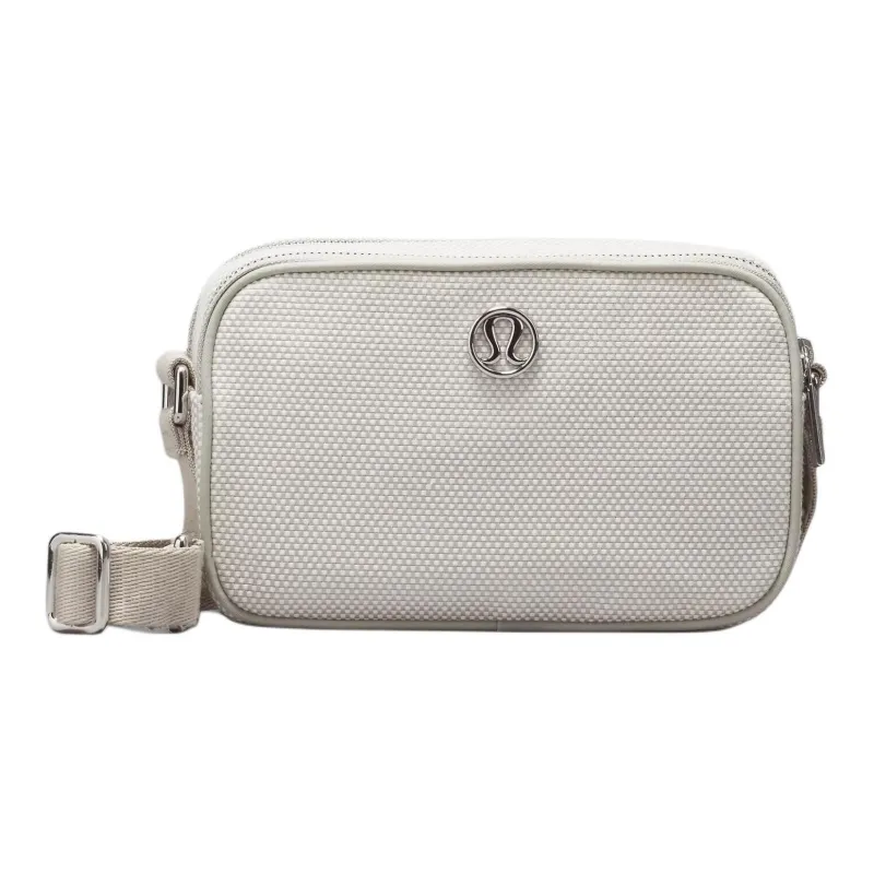 Lululemon Canvas Camera Bag, Shoulder Bag, Crossbody Bag Regular Unisex Mohave Brown & Light Ivory & Original Linen-0