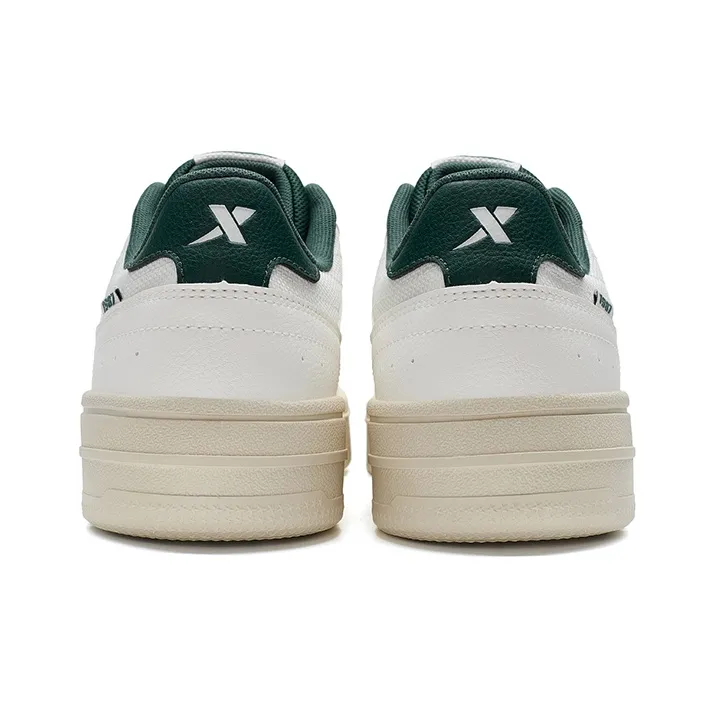 XTEP Air Force 1 2.0 Coverage Abrasion Resistant Lightweight Low Top Skateboard Shoes Men's Canvas White/Forest Green-3