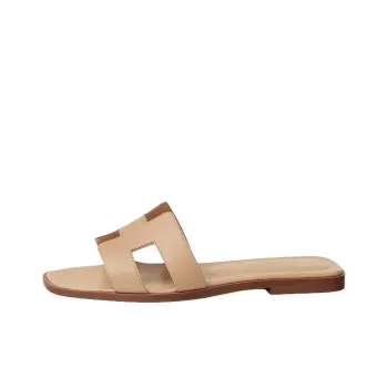 HERMES Oran Slide Slippers Women's Light Brown