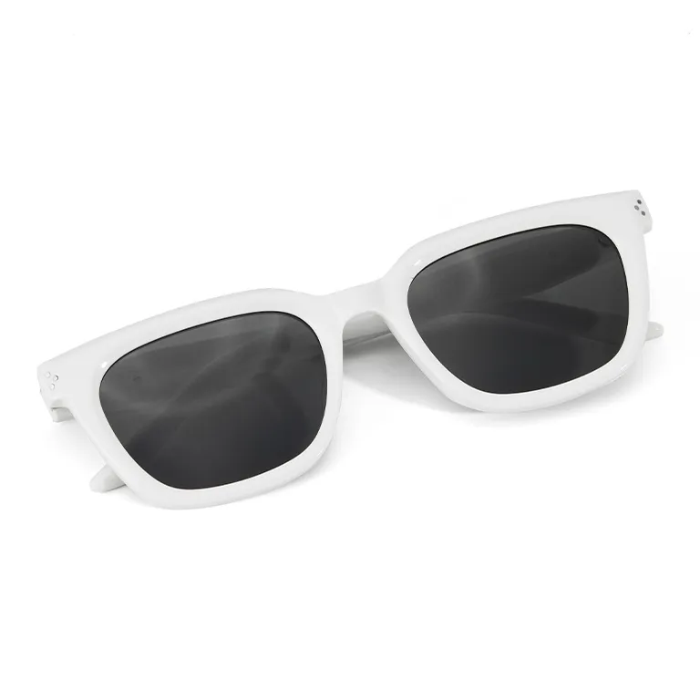 PLASTIC BRAIN Plate Frame Square Sunglasses Unisex White-6