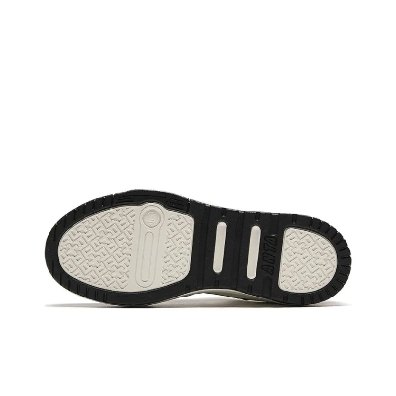 Anta Anti Slip Wear Resistant Low Top Skateboard Shoes Women's White Black-4