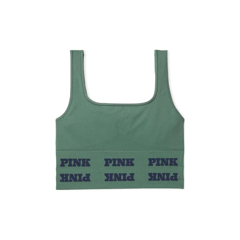 Victoria's Secret PINK SEAMLESS LOGO SPORTS BRA /Fresh Forest Bra Women's Fresh Forest-0