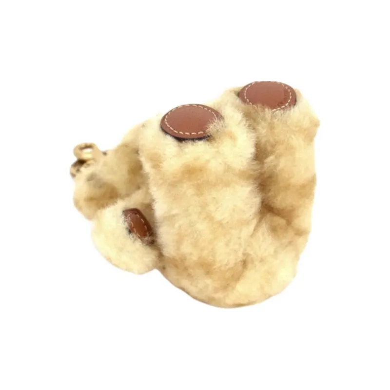 COACH Shearling With Leather Keychain Bag Charm Bag Accessory Women's Gold-4