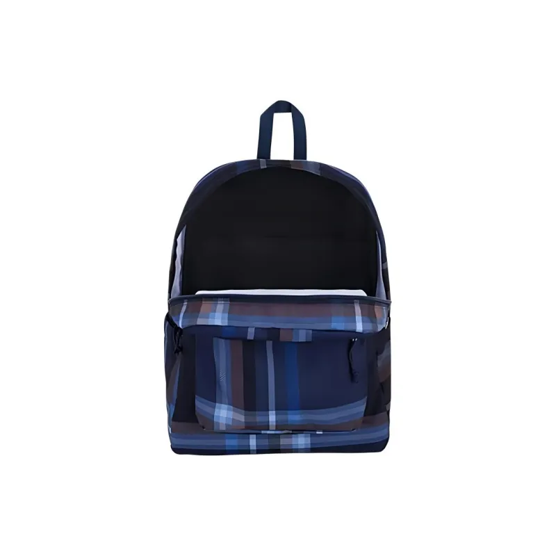 JanSport Recycled Polyester Backpack Unisex Plaid Marine Blue-5