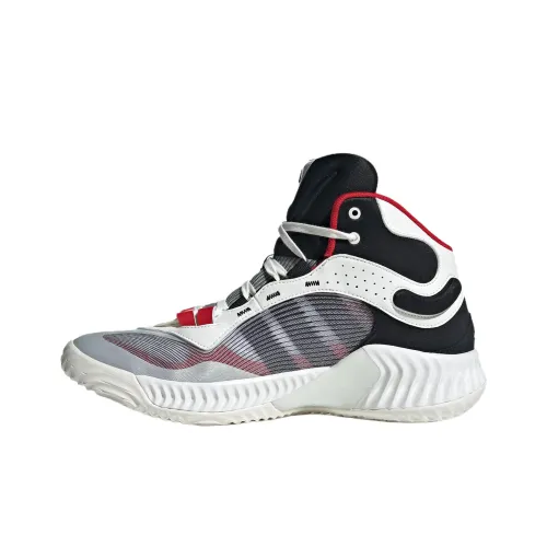 Adidas Cushioning Wear Resistant Mid Top Basketball guava shoes Unisex White Red