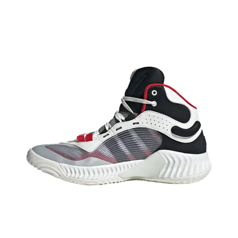 Adidas Cushioning Wear Resistant Mid Top Basketball Shoes Unisex White Red-0