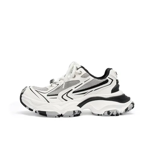 CINDY C ERIC Height Increasing Mid Top Chunky Sneakers Women's White