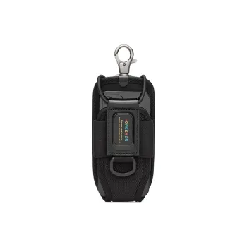HORSEMEN Ballistic Nylon With Top Grain Cow Leather Cell Phone Pouch Unisex Black