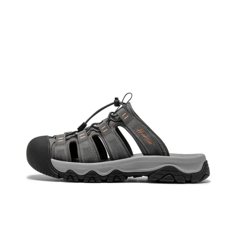 HARSON Slip-Resistant Quick Dry Slide Slippers Men's Black Dark Gray-6