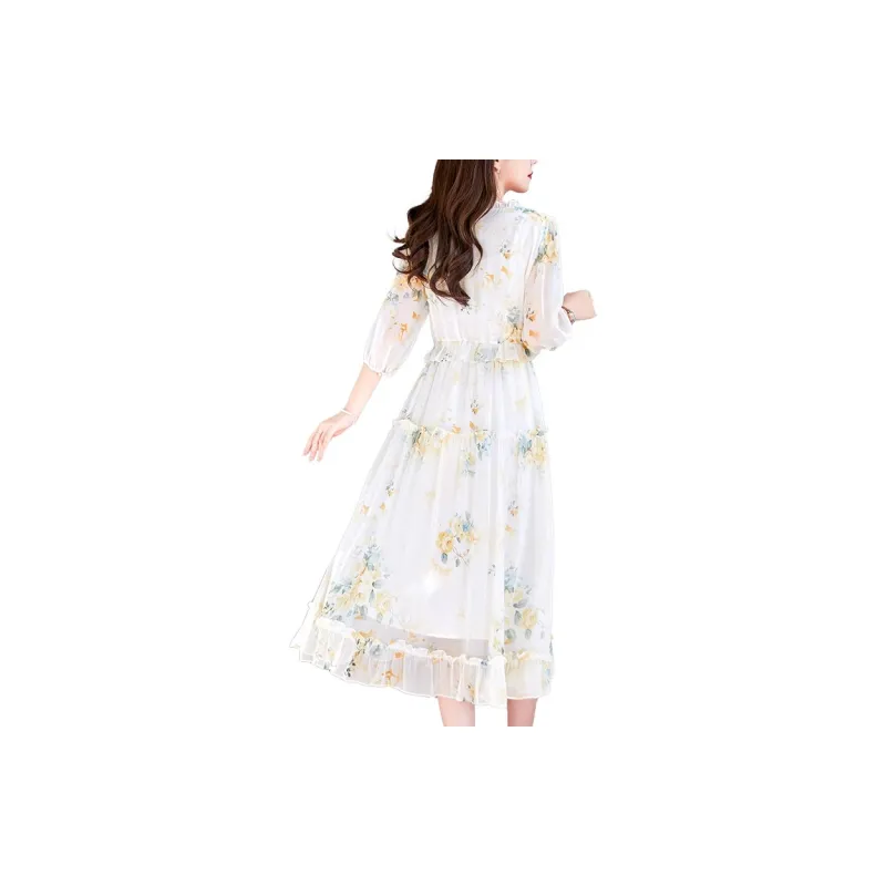 To The West Long Sleeved Dresses Women's Beige-1