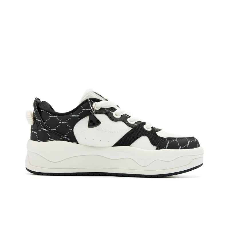 QIAODAN Cheese Shoes Slip Resistant Balanced Lightweight Low Top Skateboard Shoes Women's Ivory Black-1