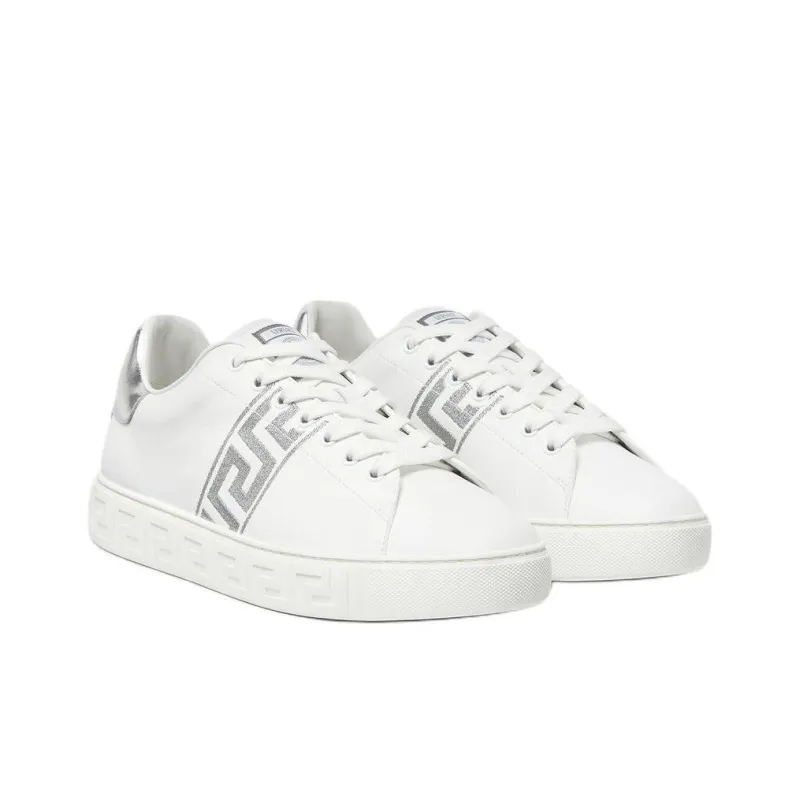 VERSACE GRECA Low Top Skateboard Shoes Men's White-3