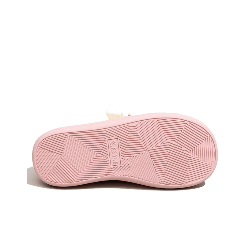 Feiyue Rubber Sole Abrasion Resistant Slip Resistant Wrap toe Slippers Women's Beige Pink-4