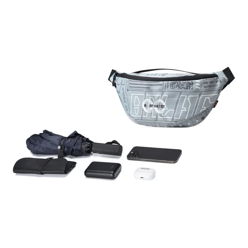 8atheist Polyester Shoulder Bag, Fanny Pack, Sling Bag Regular Unisex Light Gray Green-5