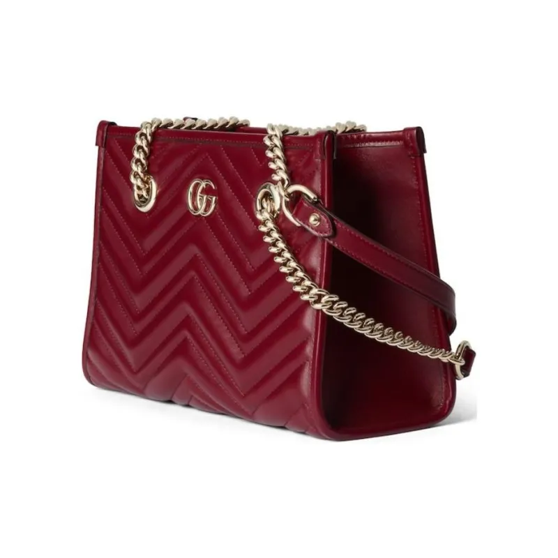 GUCCI GG Marmont Leather Tote Bag Shopping Bag Portable Crossbody Bag Shoulder Bag Women's Red-1
