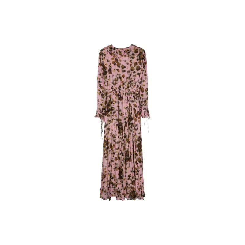 MSGM Abstract Printed V Neck Midi Dress-1